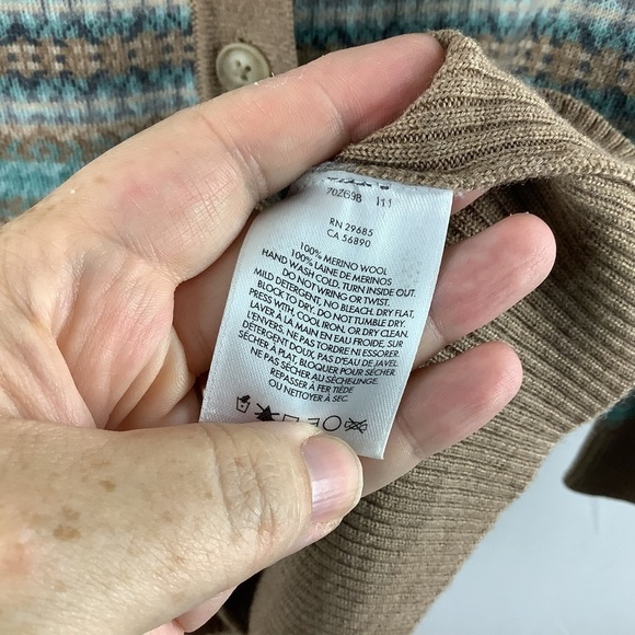 Pendleton Wool Tan and Light Aqua Cardigan Sweater - Picture 4 of 4